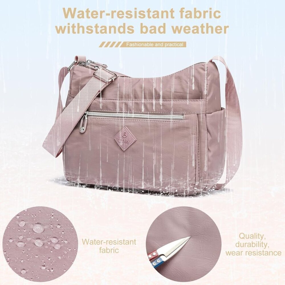 Waterproof Polyester Crossbody Bag Women Lightweight Casual Shoulder Purse - Picture 5 of 6
